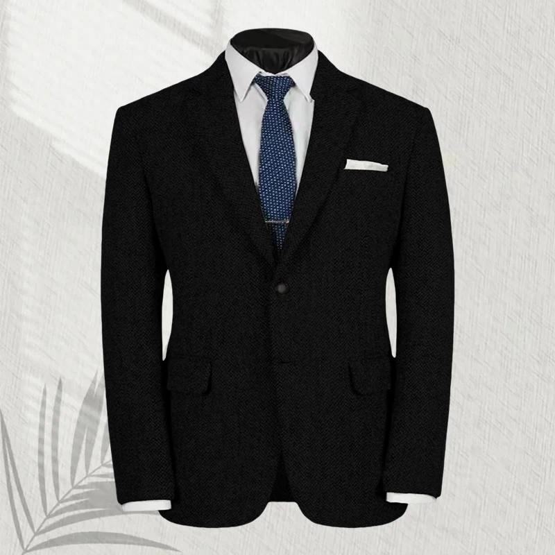 Blazer de traje de otoño para hombre, chaqueta cruzada en espiga, chaqueta informal de negocios a medida para hombre, abrigo para banquete y novio