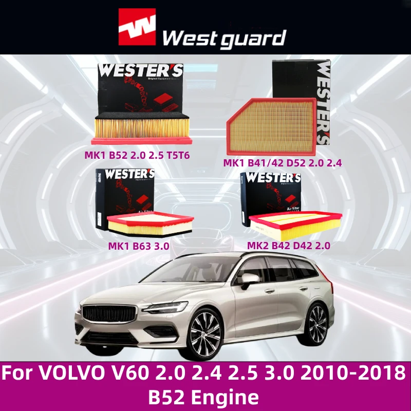 For VOLVO V60 2.0 2.4 2.5 3.0 2010-2018 B52 Engine, WESTGUARD MA9521 Air Filter High Performance Car Accessories