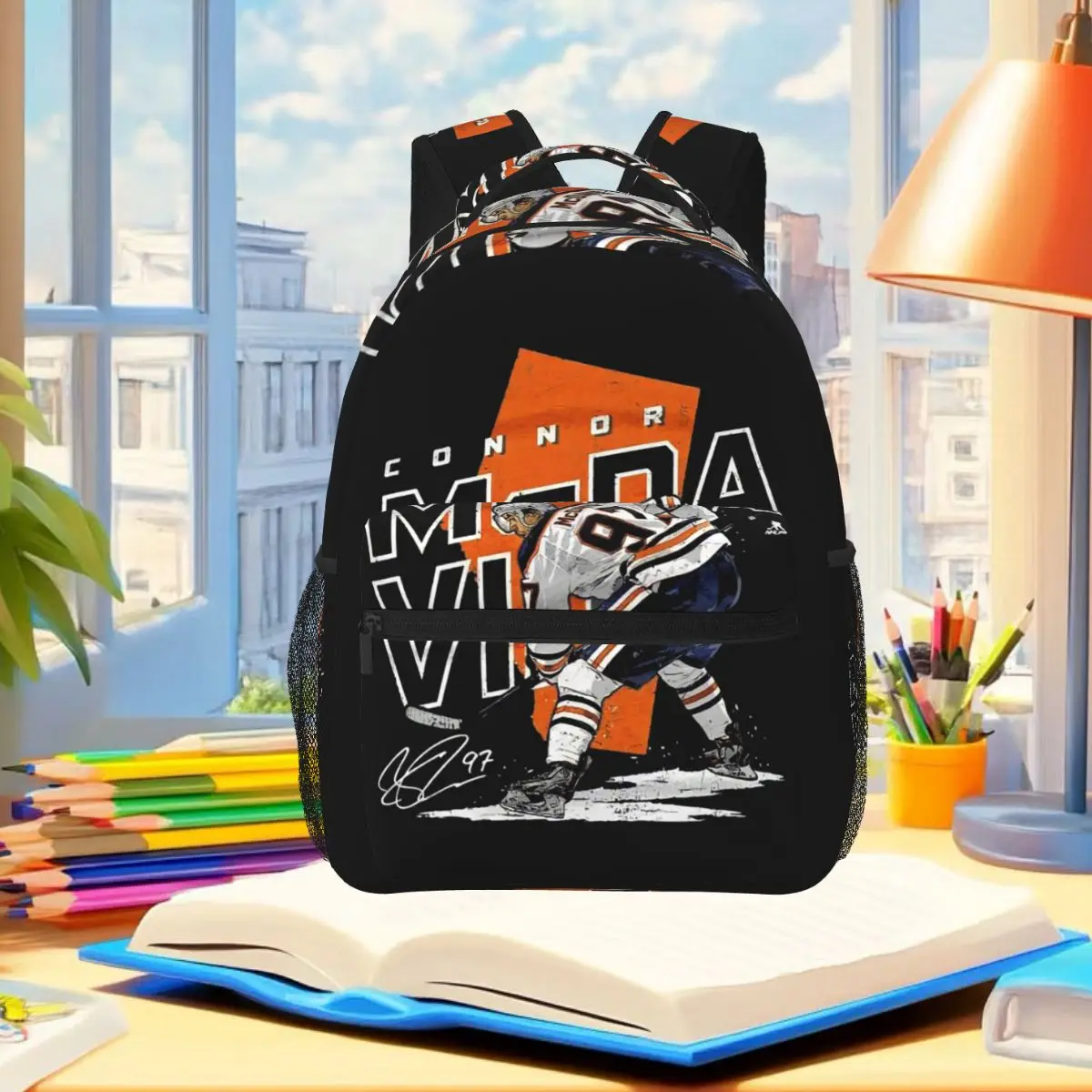 Connor McDavid 97 For Edmonton Oilers Fans Backpack Student Boys Girls BookBag School Bag Laptop Shoulder Bags for Men Women