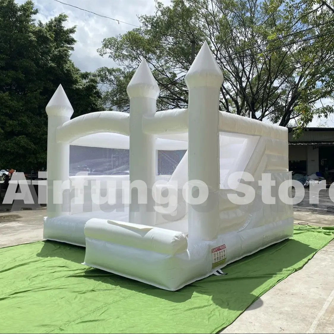 Casas de rebote inflables blancas con tobogán y PISCINA DE BOLAS, Castillo de rebote blanco, Combo de rebotador de aire personalizado, 13x13 pies/15x13 pies