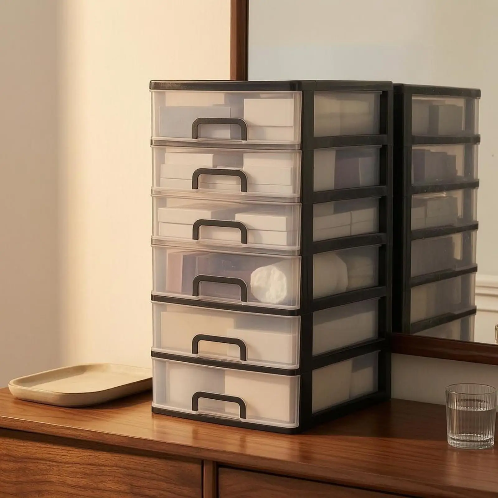 Compact Desktop Storage Drawer Organizer PP Plastic Multi Functional Drawer Type Storage Cabinet for Desk Home Workspace