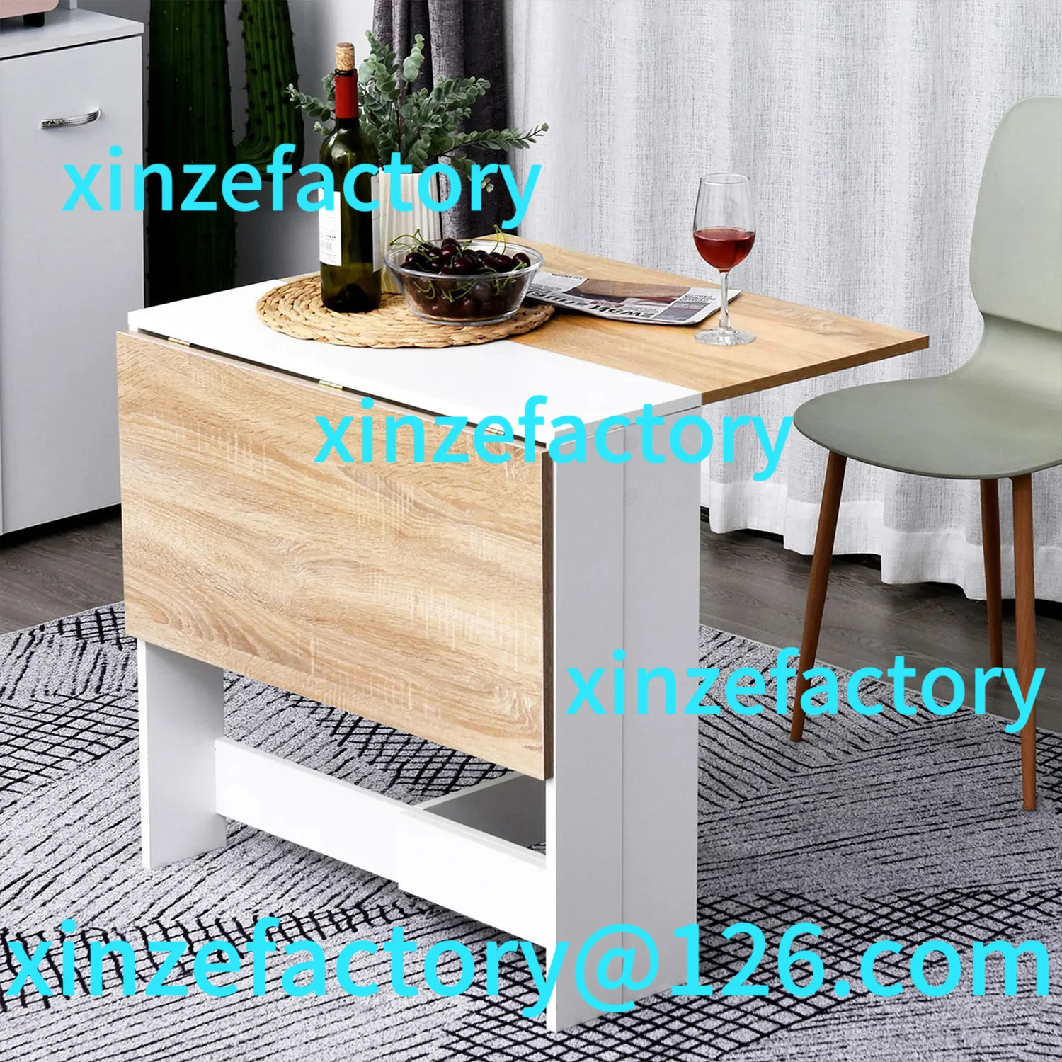 

Customizable Foldable Wooden Dining Table Compact Kitchen Living Room Furniture
