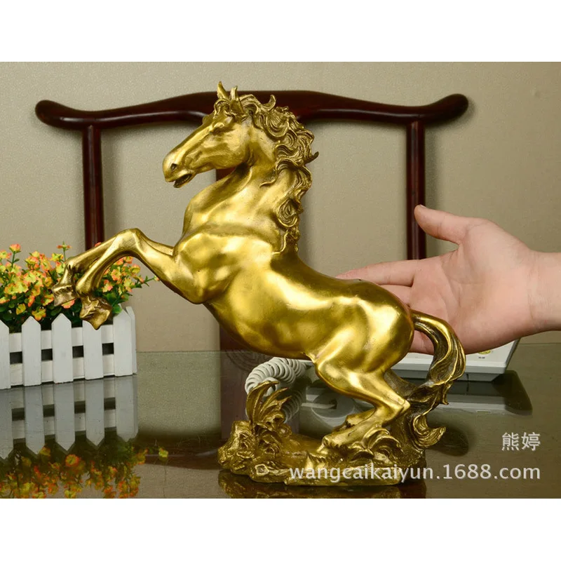 Bronze horse figurine, brass zodiac horse ornament, home and living room decoration, handicraft