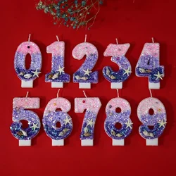 Princess Birthday Mermaid Pearl Candle Cake Topper Decor Girl 1 2 3 4 5 6 7 8 9 Year Old Wedding Dessert Cupcake Baking Supplies