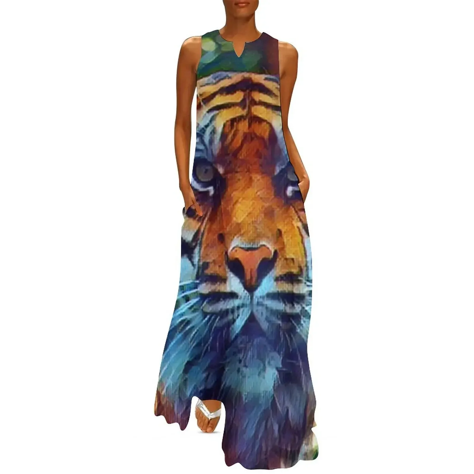

Tiger Face In Slumber Long Dress dress dresses Cocktail of dresses dress party night Long