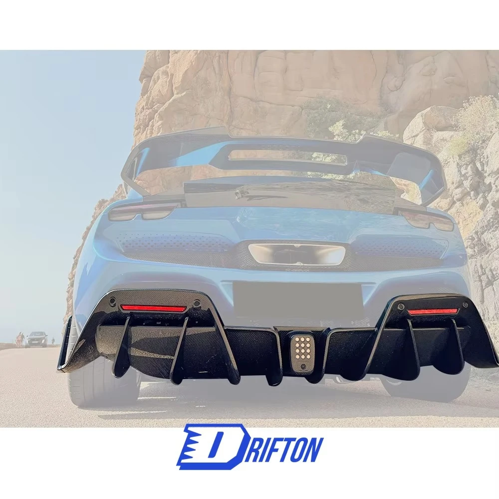 Rear Bumper Diffuser for Ferrari 296 Dry Carbon Fiber Racing Body Kit