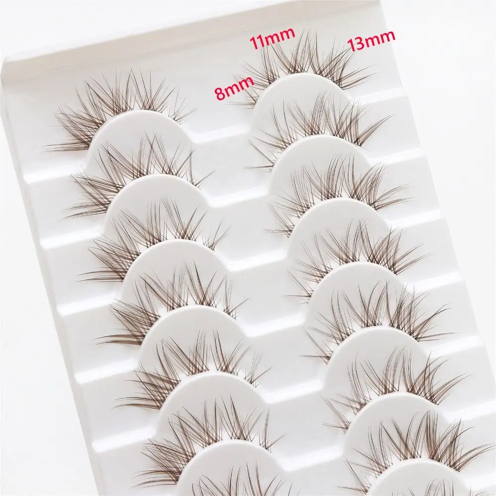 10 Pairs Natural Look Brown False Eyelashes Fashion 3D Japanese Cosplay Faux Mink Lashes Dramatic Anime Lashes for Women