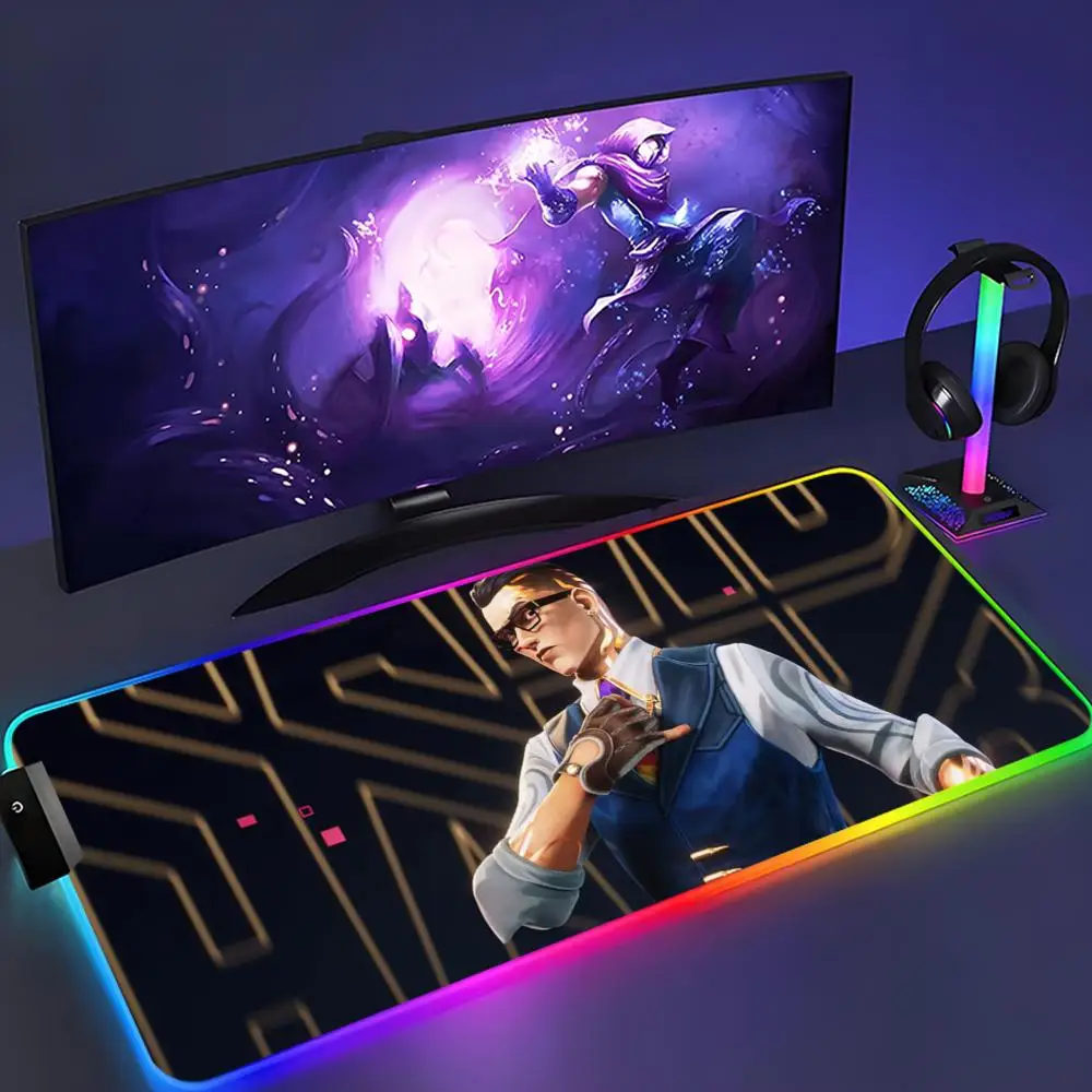

valorant chamber Mouse Pad XXL RGB Mouse Pad Kawaii Gaming Accessories Computer keyboard Large Led Desk Mat Backlight Mousepad