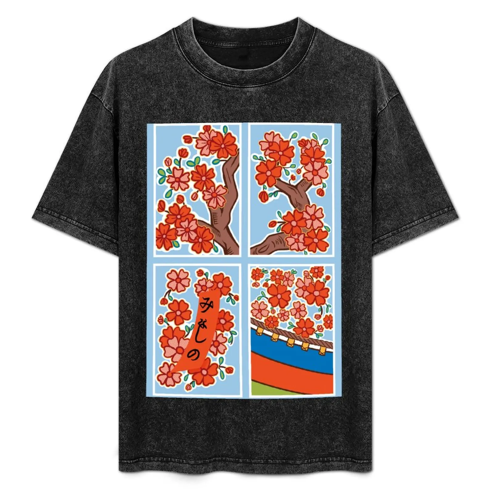 The 4 cards of the Hanafuda game: Mars T-Shirt summer clothes vintage clothes cheap stuff mens designer t shirt