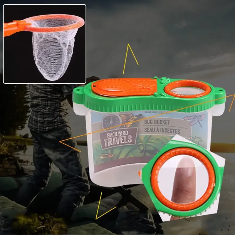 Portable Children Outdoor Insect Observation Box Lid Two-way Glass Observation Cup Plastic Kids Gifts