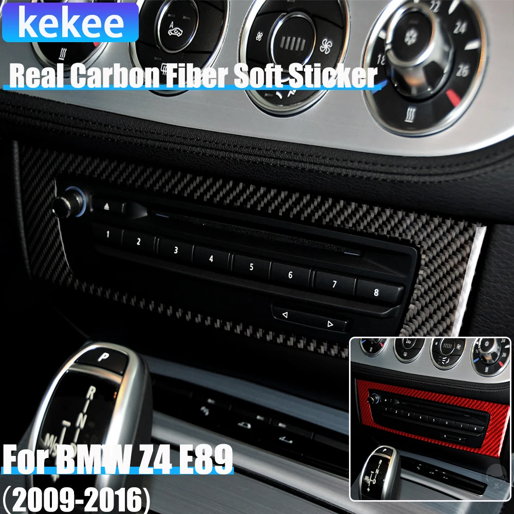 

Real Carbon Fiber Car Accessories CD Player Panel Cover Soft Sticker For BMW Z4 E89 2009 2010 2011 2012 2013 2014 2015 2016