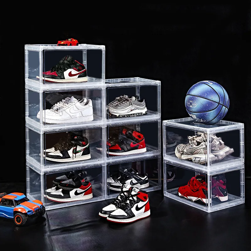 

Can Be Stacked Thickened Transparent Shoe Box Plastic Storage Box Acrylic Dust-proof Ball Shoe Box Magnetic Shoe Organizer