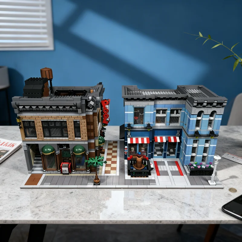 

4067 деталей MOC: Модульная модель городской улицы «Детектив С.» — конструктор, креативный подарок, DIY-декор для взрослых и детей, для дома и офиса