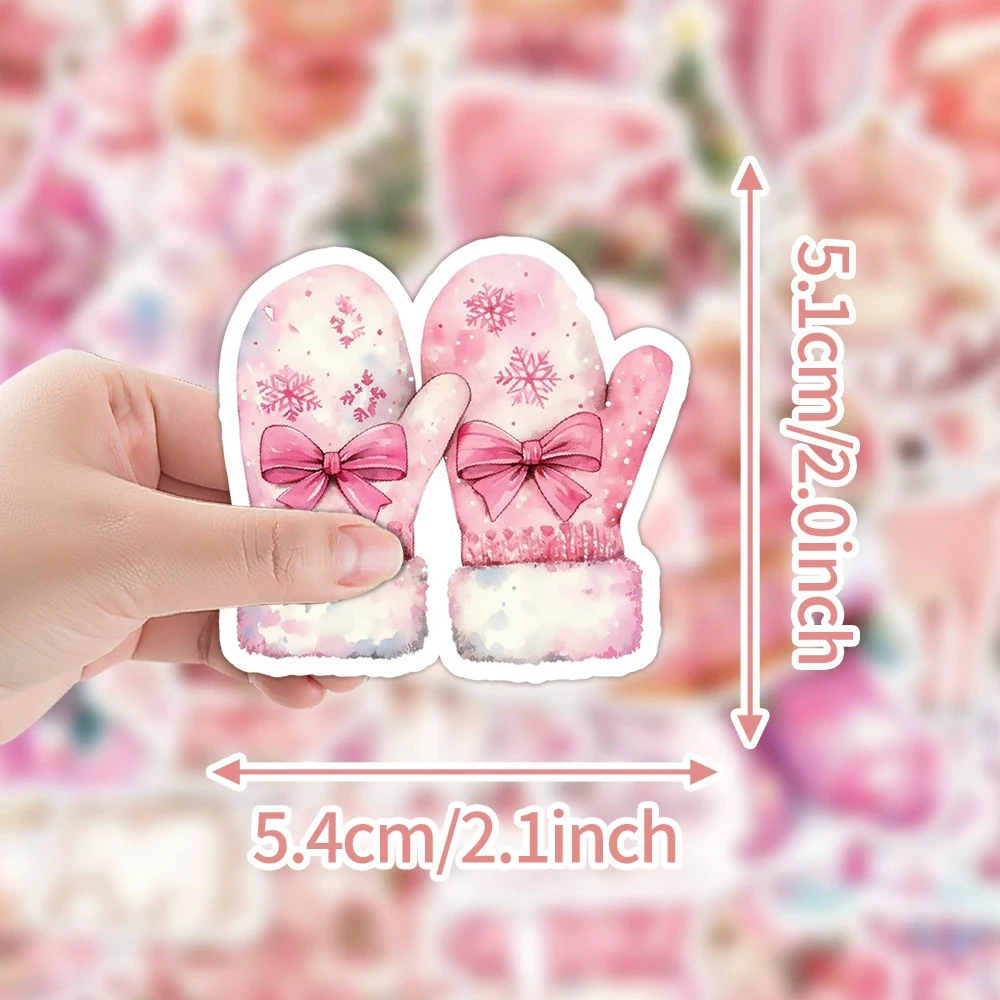 

10/30/50pcs Aesthetic Pink Christmas Stickers Waterproof DIY Phone Suitcase Notebook Laptop Cute Cartoon Graffiti Decals Decor