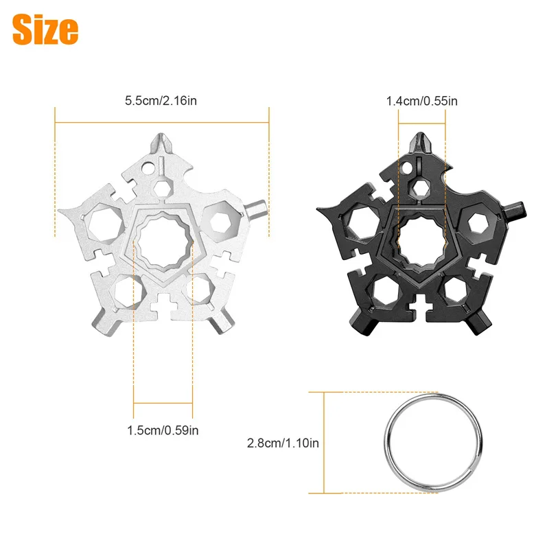 1PC Pentagon Wrench Tool 23in1 MultiFunction Snowflake Inner Six Angle Outdoor EDC Screwdriver Bicycle Tool