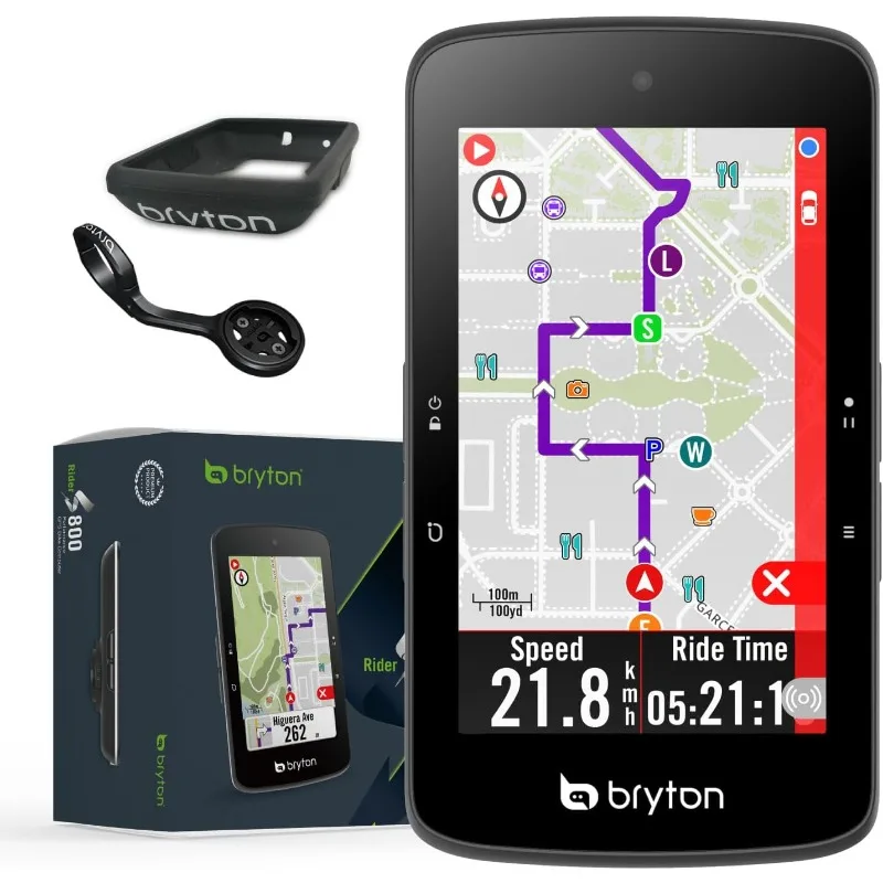 

Rider S800 3.4 Inch Color LCD Touchscreen GPS Bike/Cycling Computer Offline USA Map, Compatible with Bike Radar