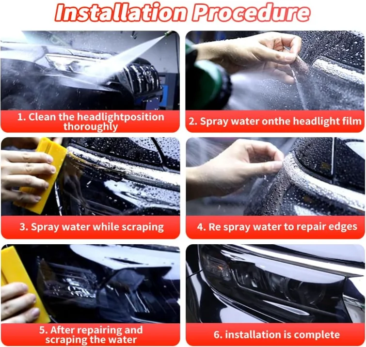 Car Film Car Headlight Film Self Adhesive Car Lamp/light Grey Headlight Tint Ppf Tpu