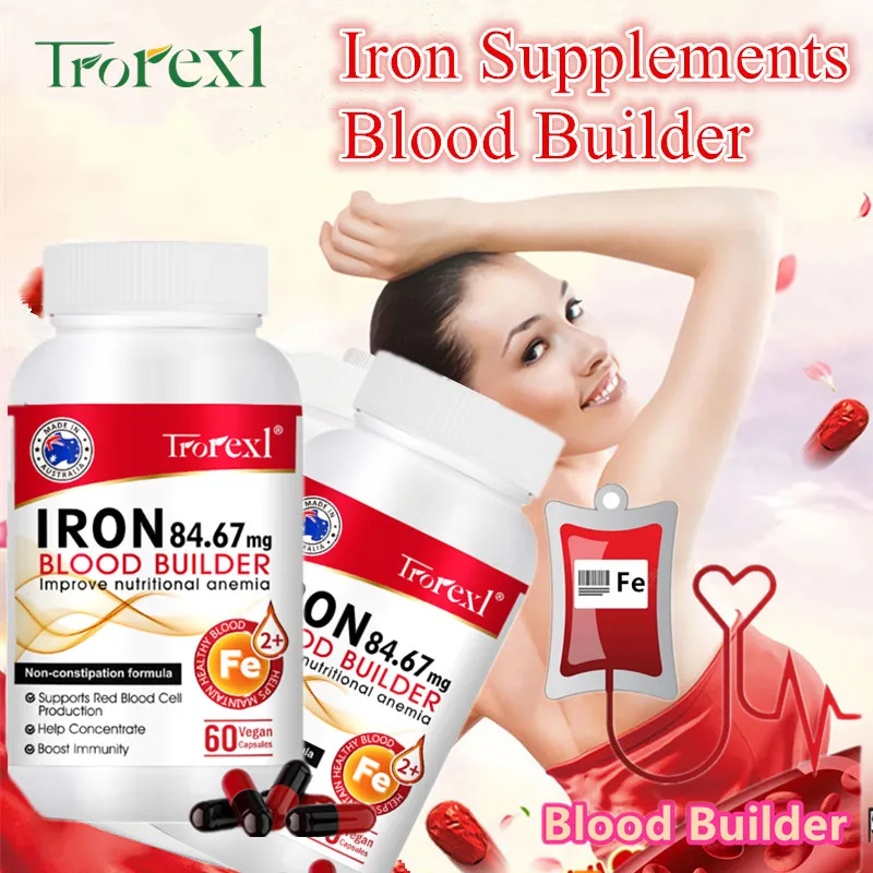 Blood Builder Iron Supplement for Anemia, Cellular Energy ,Promotes Normal Red Blood Cell Production,Increase Iron Levels