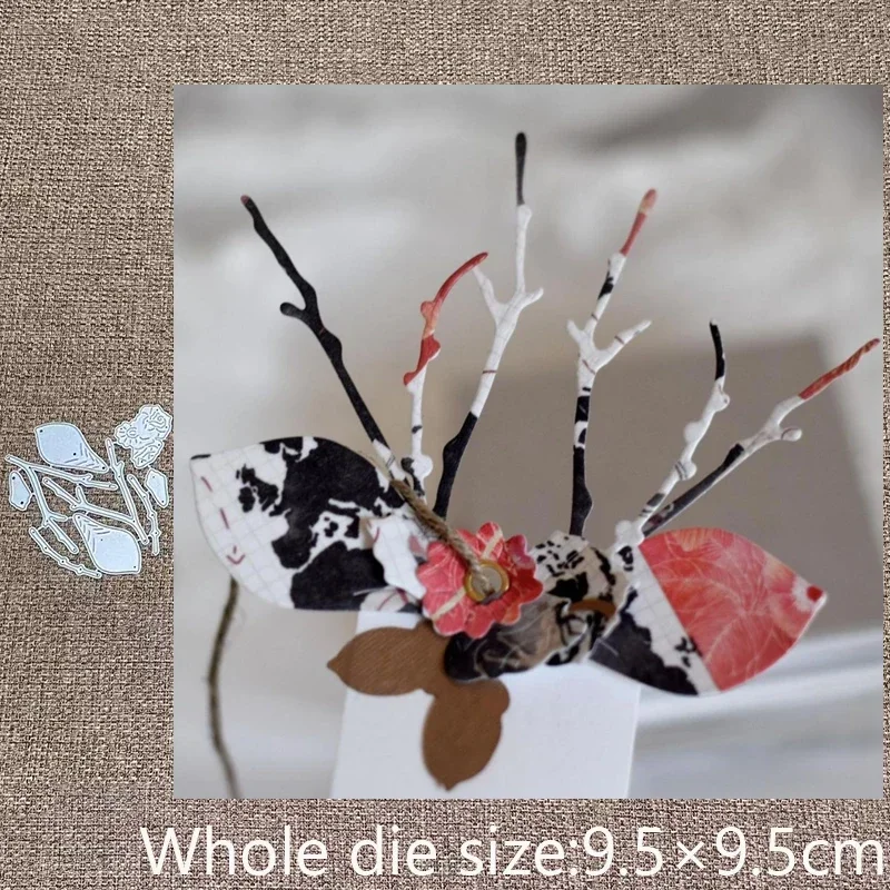 

Металлическая вырубная форма XLDesign Craft: оленьи рога, цветы, ветви. Вырубные ножи для скрапбукинга, тиснения на бумаге и карточках.