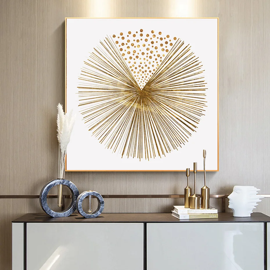 

Modern Luxurious Abstract Gold Geometric Square Poster Canvas Paintings Wall Art Print Picture Living Room Decor Home Decoration