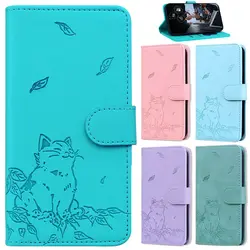 Cute Cat Phone Case for Samsung Galaxy A15 A25 A35 A55 A54 A14 A34 A53 A33 A13 A52 A22 A12 A51 A71 A50 Leather Flip Wallet Cover
