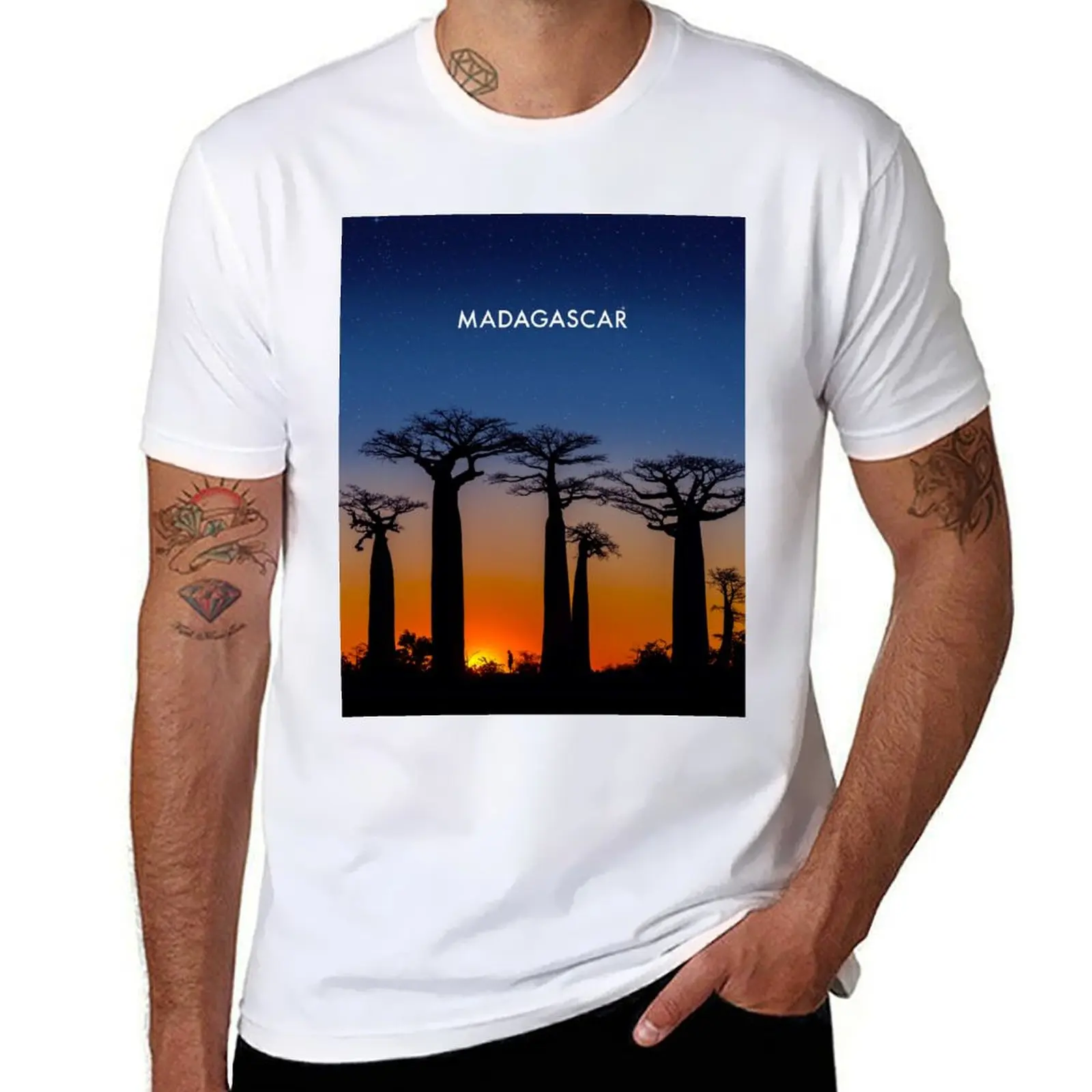 

Madagascar Modern Travel Poster T-Shirt mens graphic t shirts t shirts cotton 100%