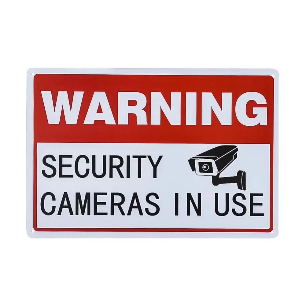 Vintage Metal Sign Video Surveillance Security Cameras In Use