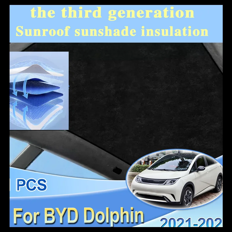 1Pc Sunroof Sunshade For BYD Dolphin Accessories 2021~2025 Car Glass Electrostatic Adsorption Skylight Sticker Cling Shade Cover