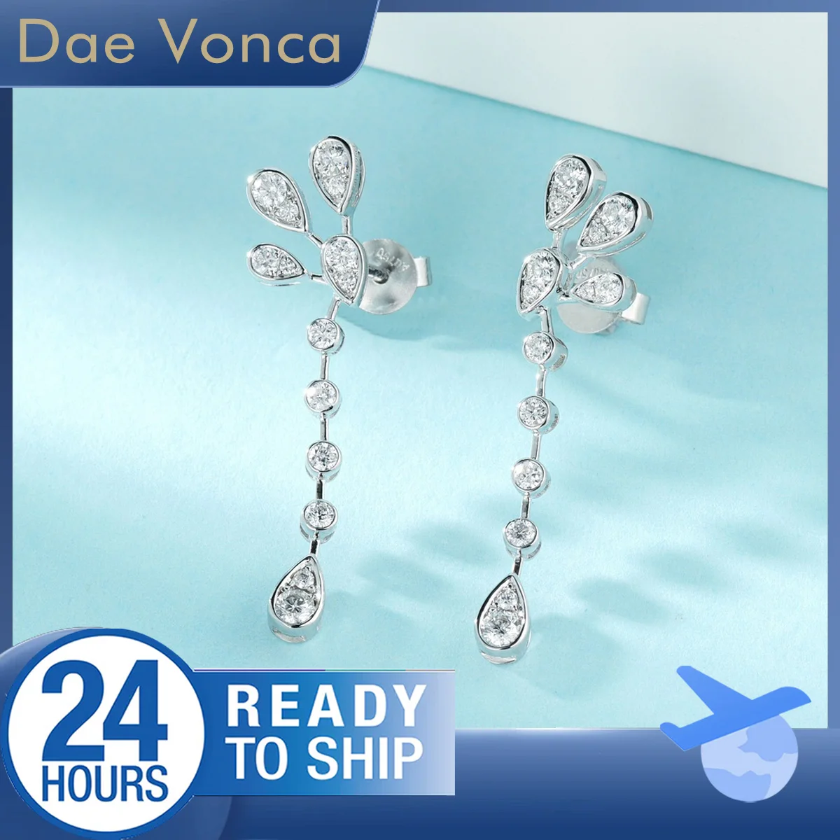 

Total 0.54CT 18K White Gold Lab Grown Diamond Earrings Pear And Round Cut Peacock Shaped Lab Diamond Earrings Gift for Women