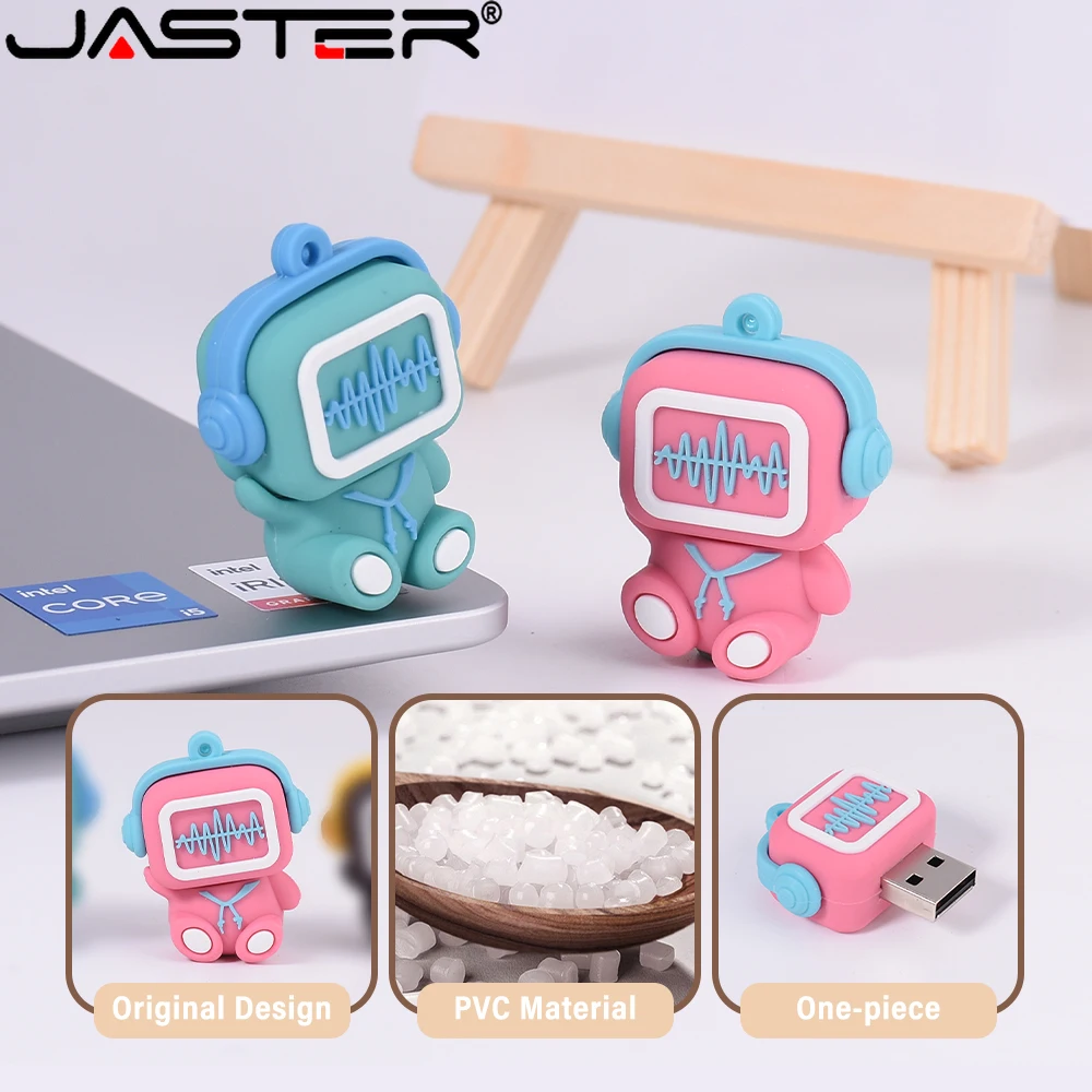 JASTER USB Flash Drive 64GB Cute Cartoon Coffee Cup Music Doll Pen Drive Owl Camera Free Keychain Creative Gift Memory Stick