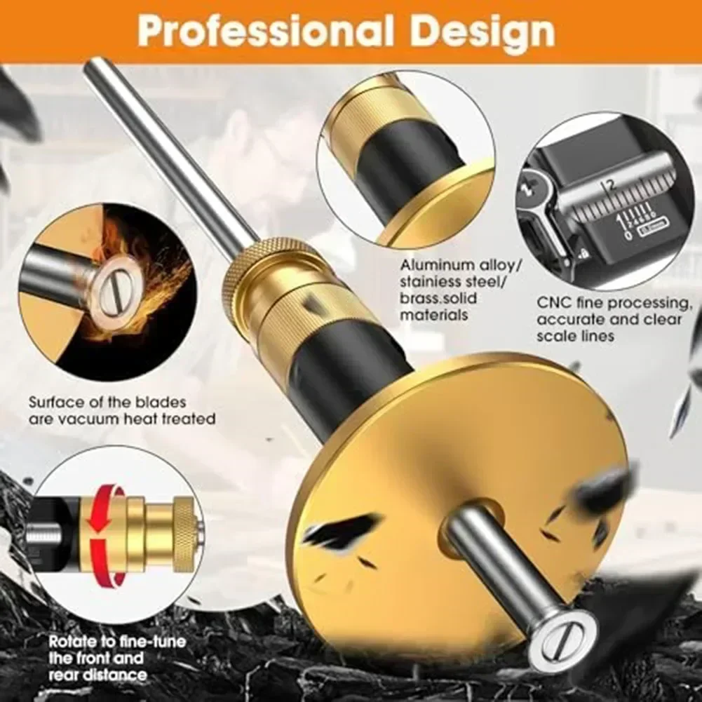 Blade Marking Tool, European-Style Scriber, New High-Precision Woodworking Parallel Line Wheel Scriber Adjustable Wheel Scriber