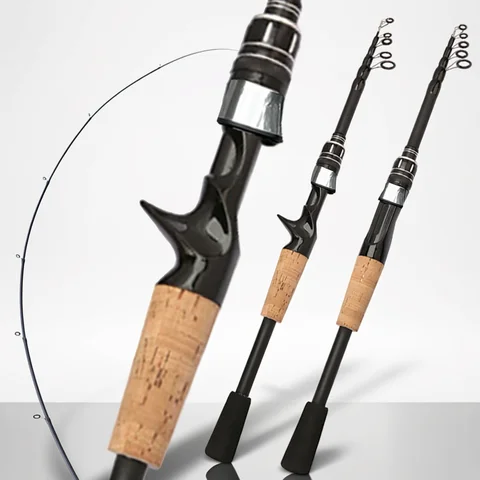 Baitcasting Lure Fishing Rod Spinning Telescopic 8g-25g Wooden Handle Carbon Casting Fishing Tackle Professional Light-weight