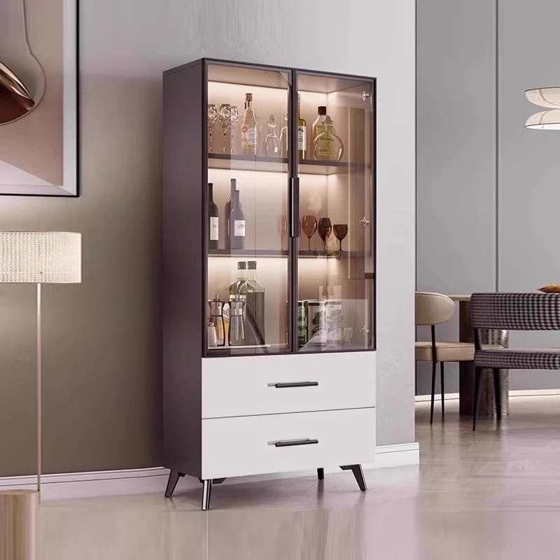 Dining side cabinet integrated against the wall 2026 new living room home living room locker, glass display cabinet