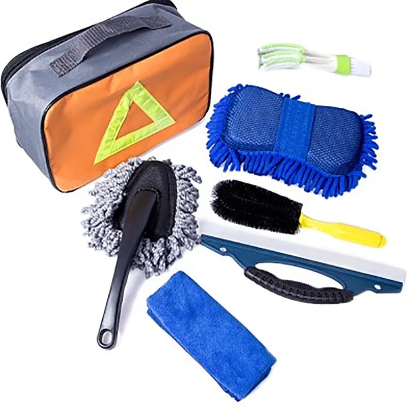 7 Pcs /Set Car Cleaning Brushes For Car Leather Air Vents Rim Cleaning Dirt Dust Clean Tools With Bag