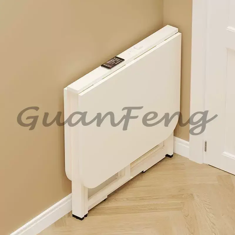 Small Apartment Rectangular Telescopic Dining Table Simple Folding Table Chair Folding Installation Folding Dining Table