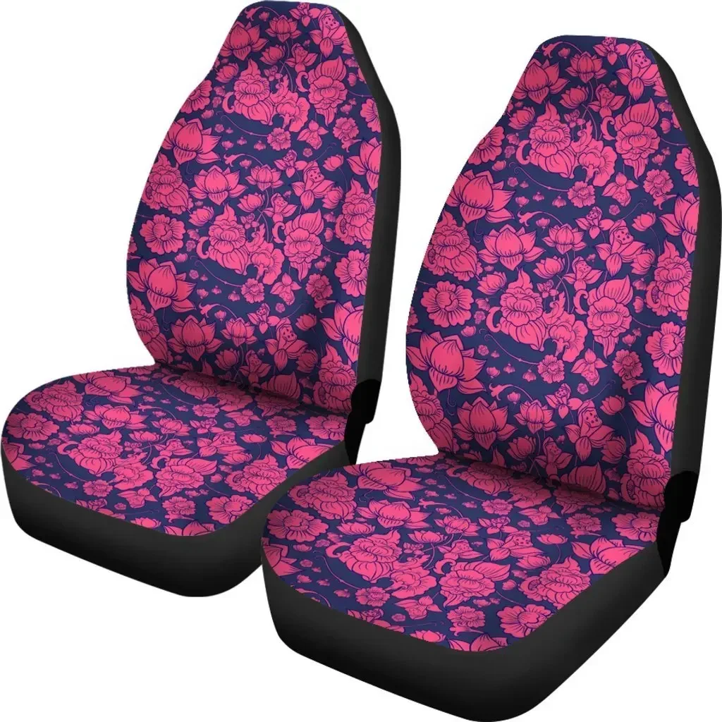 Pattern Print Lotus Seat Cover Car Seat Covers Set 2 Pc, Car Accessories Car Mats