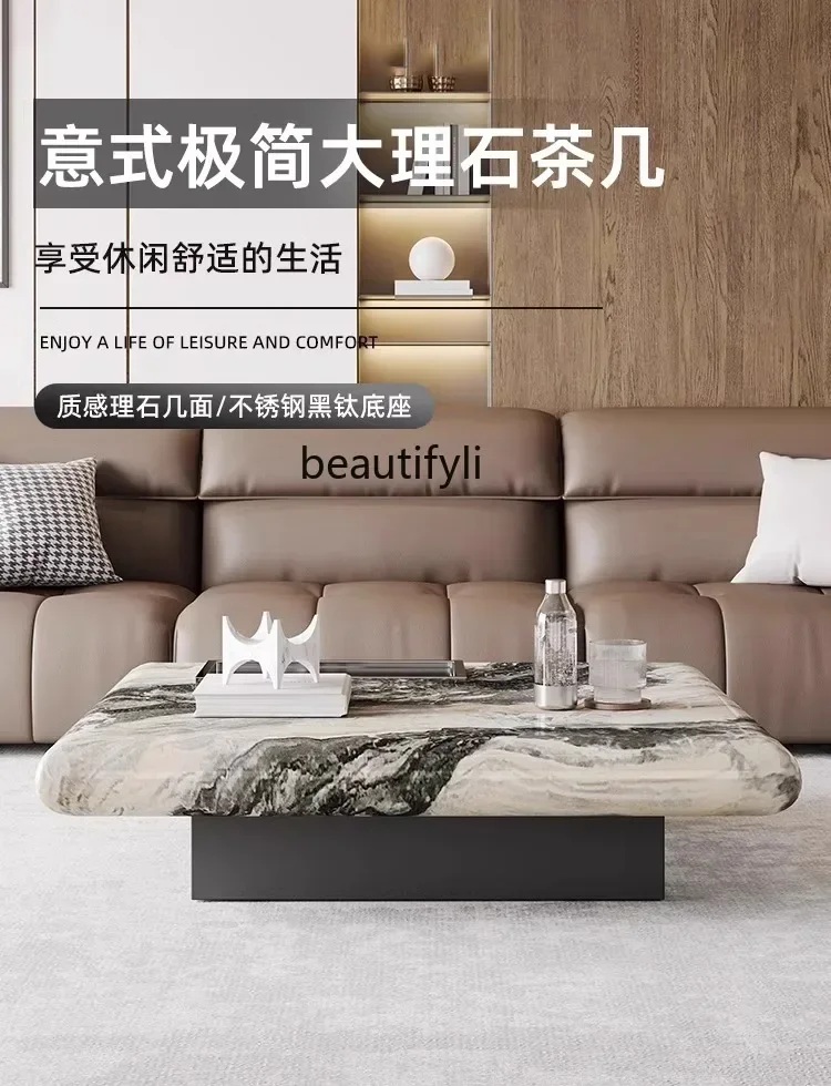 X FH Natural marble coffee table Modern minimalist living room, villa, rectangular