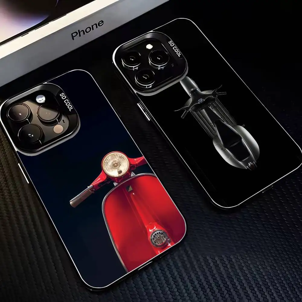 

V Scooter Motorcycle Phone Case For iPhone17,16,15,14,13,12,11 Plus,Pro Max Black Matte Shockproof Cover