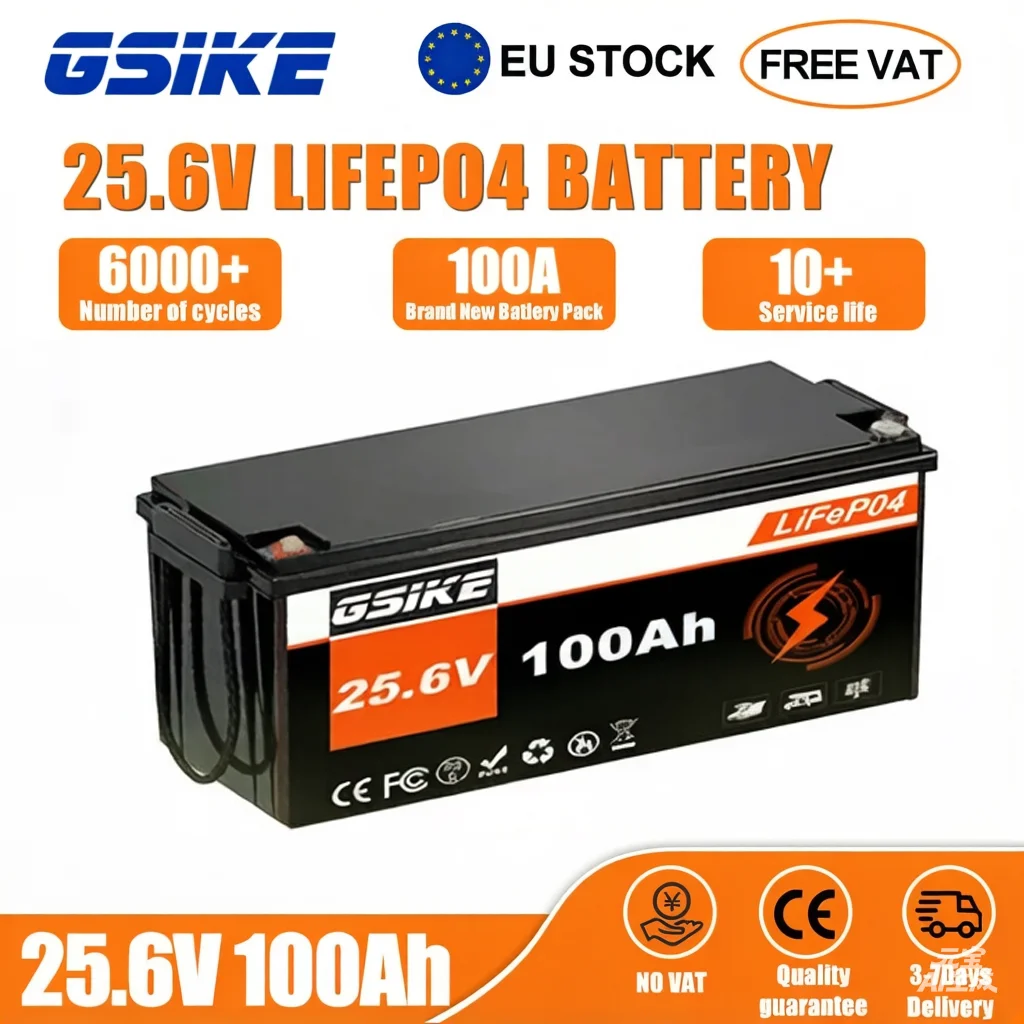 GSIKE 12V 24V 300AH 100AH LiFePO4 Batteriepack 12,8V 300Ah mit 200A BMS Lithium-Eisenphosphat für Solar-Wohnmobile, Off-Grid-Campers, Reisemobile, 6000+ Zyklen, EU-Lagerbestand
