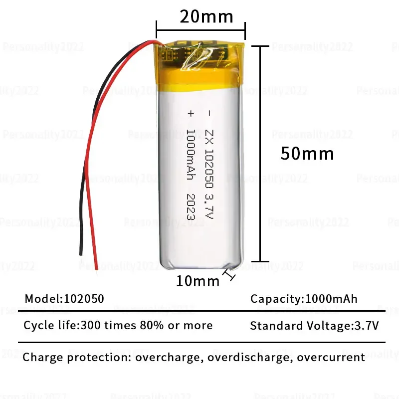 102050 1000mAh baterie litowo-polimerowe 3.7V bateria Lipo do nawigacja GPS DVD Mp3/mp4 sprzęt medyczny