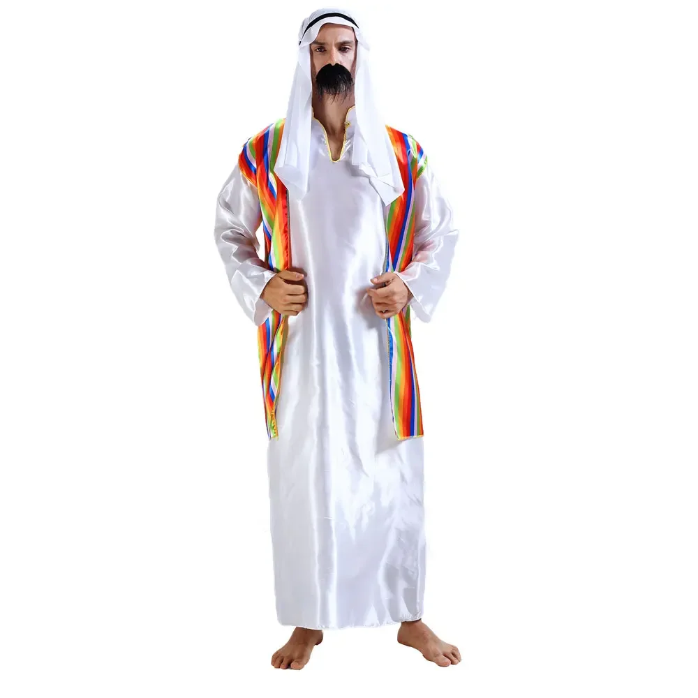 Mannen Arabië Arabische Arabische Sjeik Prins Kostuum Cosplay Purim Halloween Kostuums Verkleedkleding