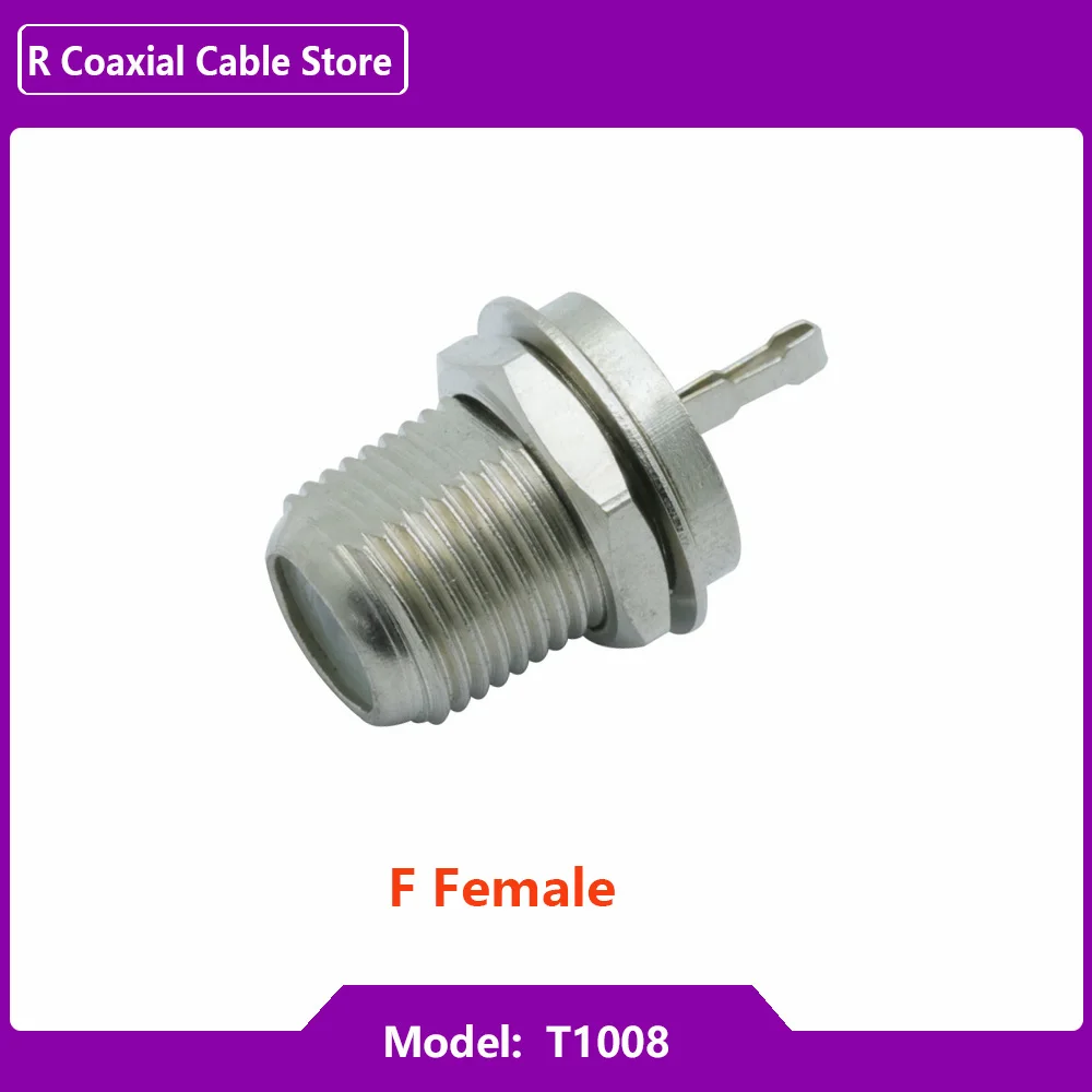 1 buah konektor koaksial RF dudukan Panel soket Jack sekat wanita tipe F berlapis nikel untuk penerangan RF