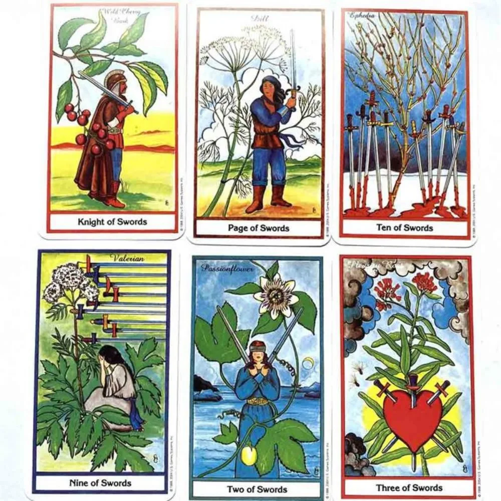 10.3*6cm Herbal kartu Tarot dan PDF panduan ramalan dek hiburan pesta papan permainan