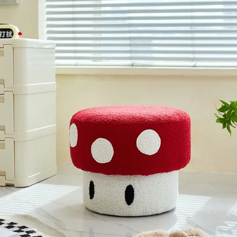 Cartoon mushroom low stool household cute creative shoe changing small apartment living room soft bag