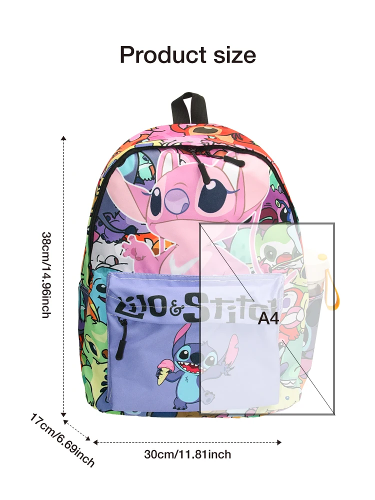 MINISO Disney Stitch Backpack for Girls Boys Teenager Children Rucksack Casual School Bags Travel Backpacks Kids Birthday Gift