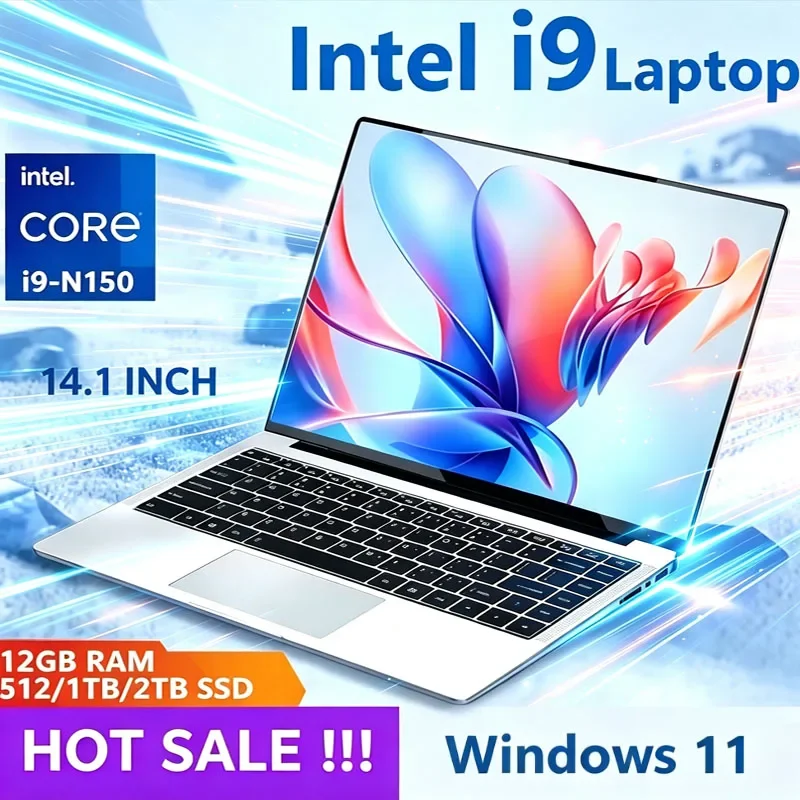14.1 Inch Ultra Slim Laptop Intel Core I9-N150 32GB 2TB Gaming Computer PC Windows11 Gamer Office Ultra Slim Notebook 1080P HD