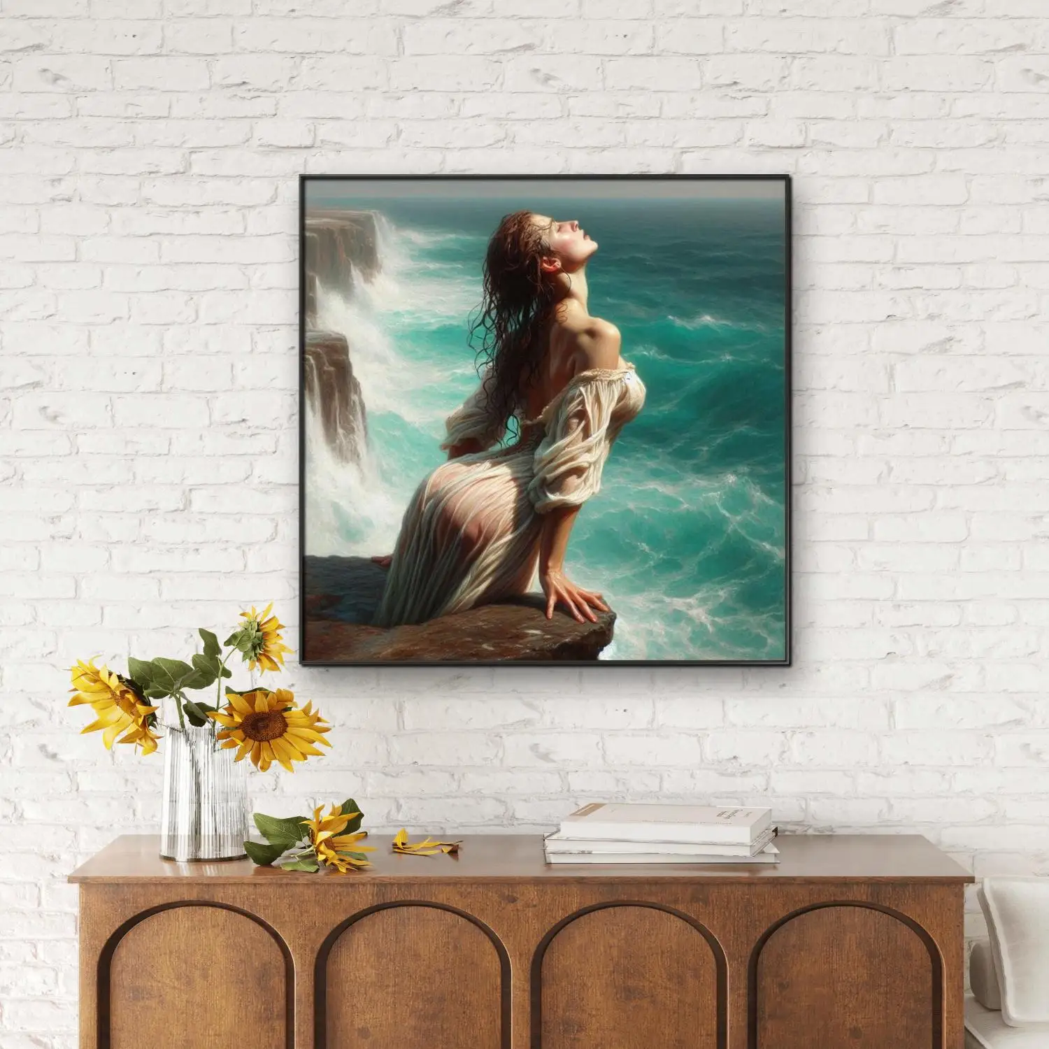 Sexy Woman on The Coast 5D Diamond Art Painting Female Art Mural DIY Diamond Embroidery Mosaic Home Wall Decoration Simple Hand