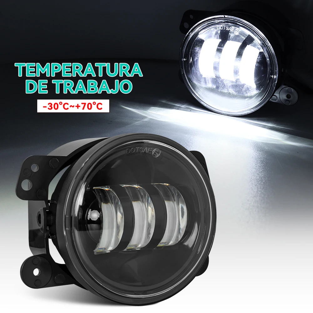 4 Inch Round LED Fog Lights White Amber DRL Front Driving Lamps for Jp Wrangler JK Dodge Journey Magnum Charger Off-Road