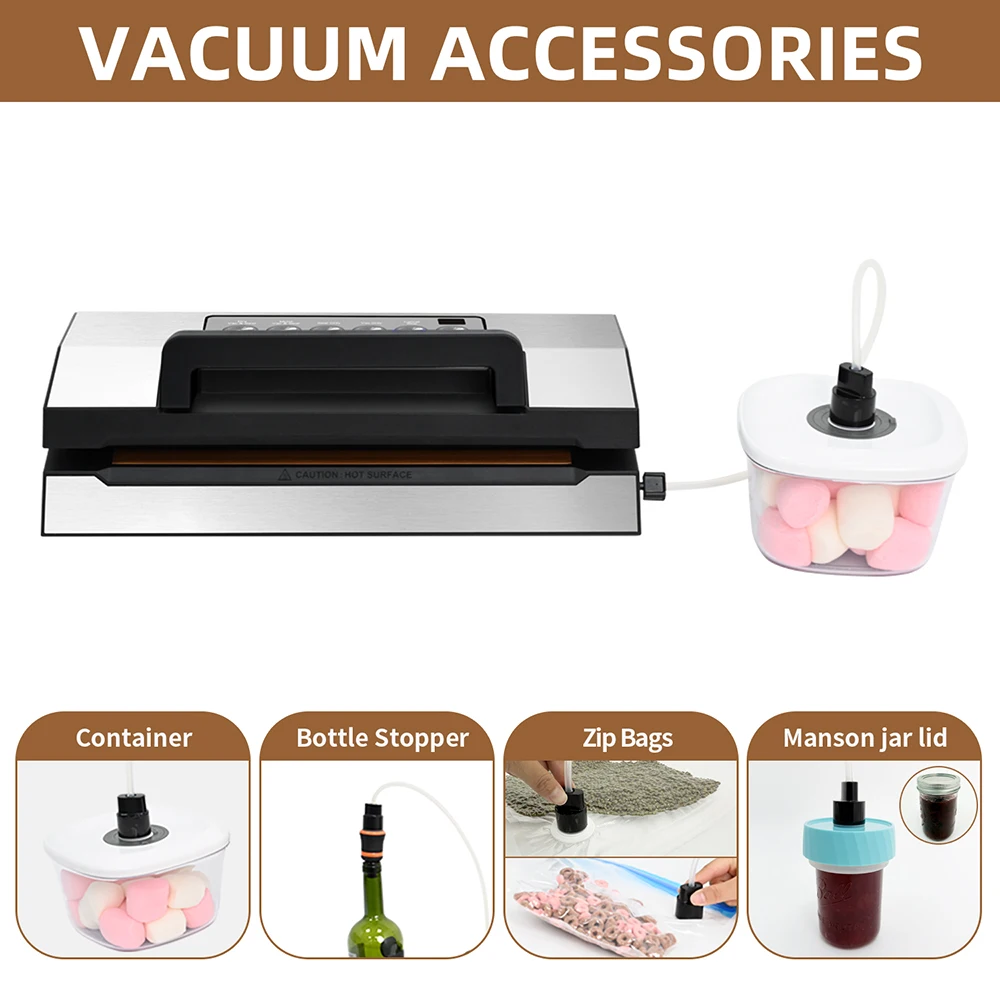 OEM Automatic Electric Handle Vacuum Sealing Machine for Household Use Vacuum Sealer With Double Seals and Timer for Food Fresh