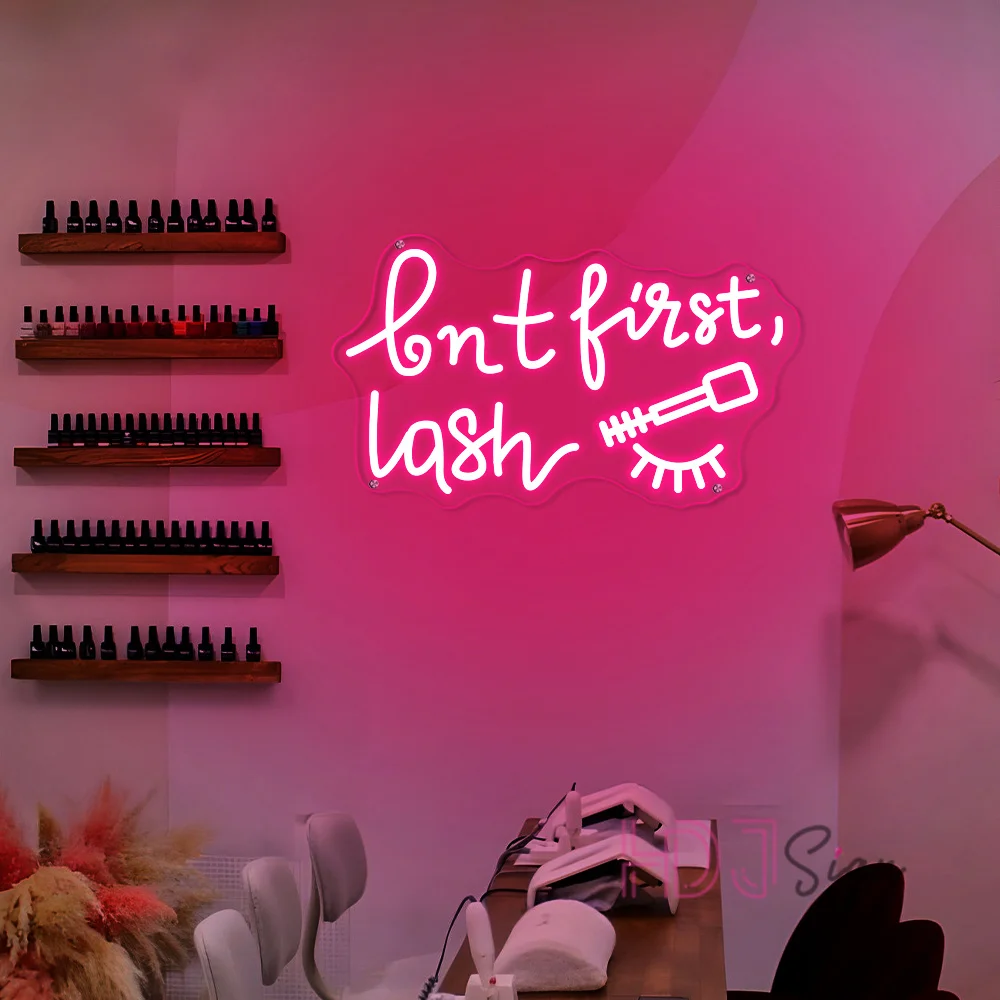 Но First Lash Neon Led Sign Lashes Beauty Solon Wall Art Room Decor Неоновые светодиодные фонари USB Shop Украшение для деловых Фото №3